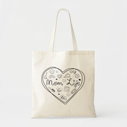Mom Life - Schattigee Multitasking Mom Heart Canva Tote Bag (Voorkant)