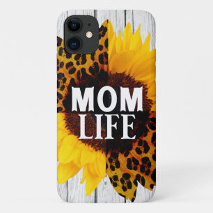 Mom Life Zonnebloem met Hout Case-Mate iPhone Case