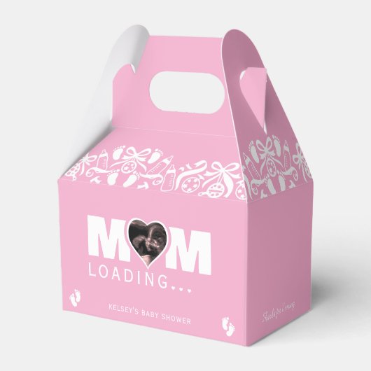 Mom Loading Photo Ultrasound Pink Baby Shower Bedankdoosjes (Voorkant Zijde)
