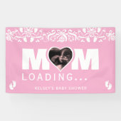 Mom Loading Photo Ultrasound Pink Baby Shower Spandoek (Horizontaal)