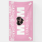 Mom Loading Photo Ultrasound Pink Baby Shower Spandoek (Verticaal)