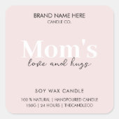 Mom Love & Knuffels | Aangepaste Roze Kaars Label (Voorkant)