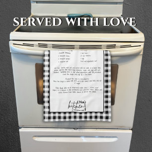 Mom Love Served Recept Zwart Wit Buffalo Plaid Theedoek