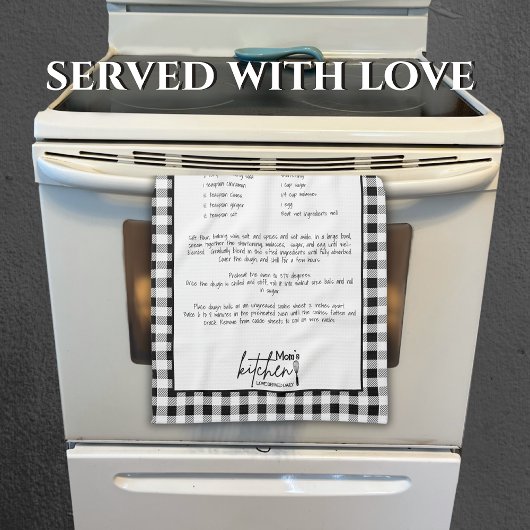 Mom Love Served Recept Zwart Wit Buffalo Plaid Theedoek