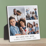Mom Love You 3 Fotocollage Fotoplaat<br><div class="desc">Elegante aandenken foto plaquette om de beste moeder ooit te vieren met een 3 foto collage van haar kinderen en familie,  "We Love You Mom" en de namen van haar kinderen en familie.</div>