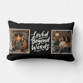 Mom Loved Beyond Words Custom 2 Photo Black Kussen