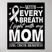 Mom Lung Cancer Awareness White Ribbon Family Supr Poster (Voorkant)