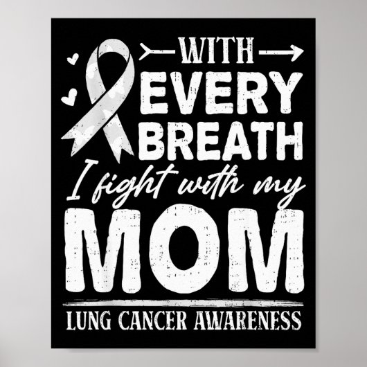 Mom Lung Cancer Awareness White Ribbon Family Supr Poster (Voorkant)