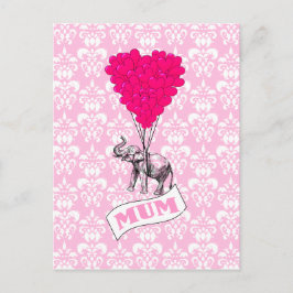 Mom met roze olifant briefkaart