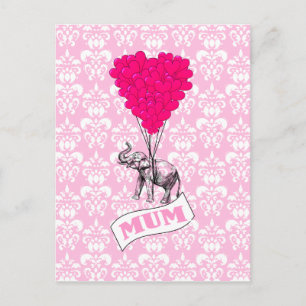 Mom met roze olifant briefkaart