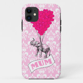 Mom met roze olifant iPhone 11 hoesje