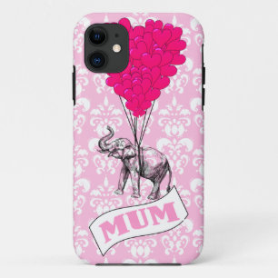 Mom met roze olifant iPhone 11 hoesje