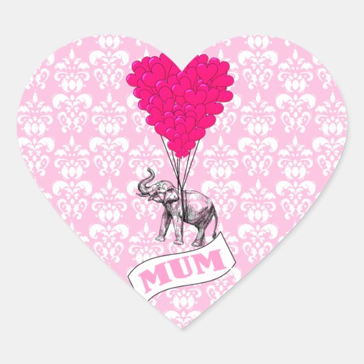 Mom met roze olifant hart sticker (Voorkant)