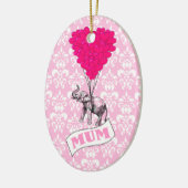 Mom met roze olifant keramisch ornament (Links)