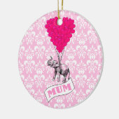 Mom met roze olifant keramisch ornament (Links)