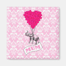 Mom met roze olifant magneet