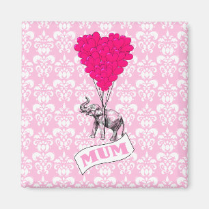 Mom met roze olifant magneet
