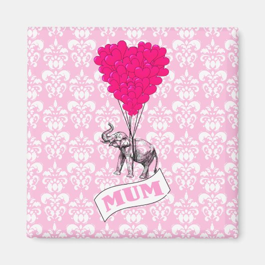 Mom met roze olifant magneet (Voorkant)