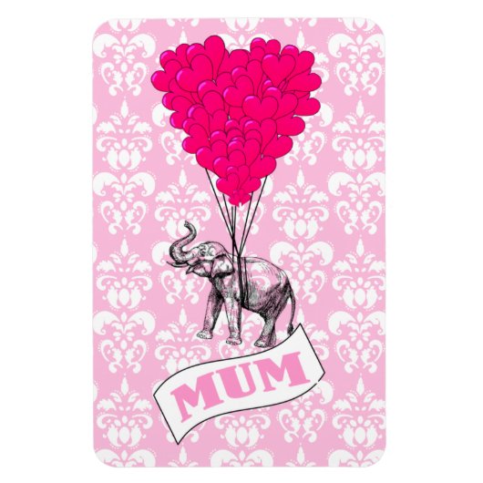 Mom met roze olifant magneet (Verticaal)