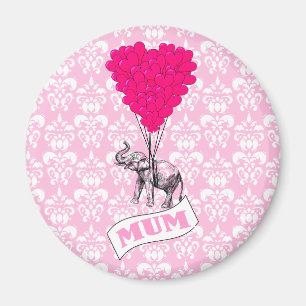 Mom met roze olifant magneet