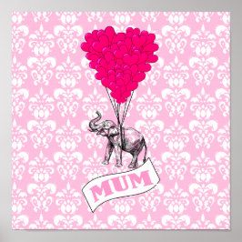 Mom met roze olifant poster