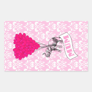 Mom met roze olifant rechthoekige sticker