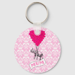 Mom met roze olifant sleutelhanger