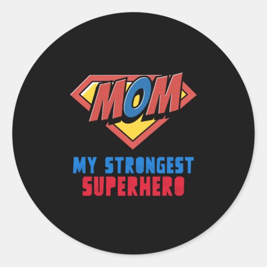MOM Mijn sterkste superheld Ronde Sticker (Voorkant)