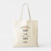 Mom & Mimi Custom Floral Family Opgericht Jaar Tote Bag (Achterkant)