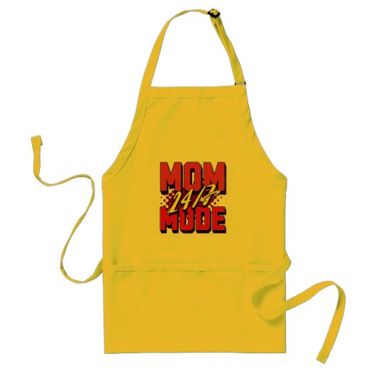 Mom Mode 24/7" Supermom Schort (Voorkant)