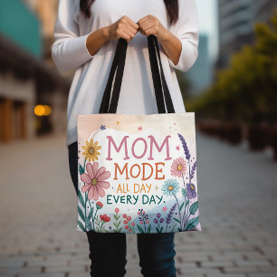 Mom Mode De hele dag Alledaagse Bloemen Moederdag Tote Bag