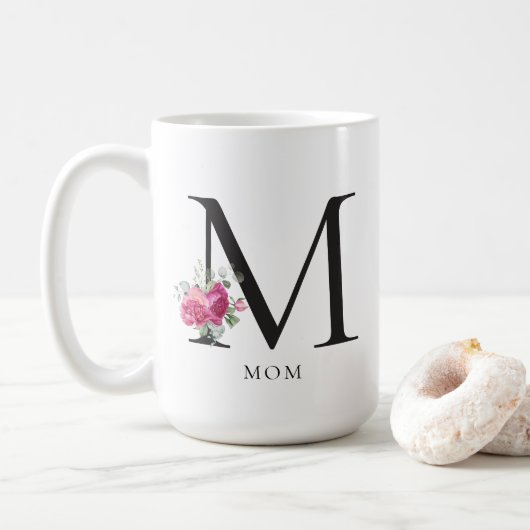 Mom Modern Bloemmonogram Koffiemok (Met donut)