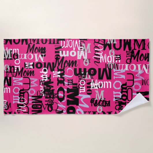 MOM MOEDER Moederdag Cadeau Strand Zwem Handdoek (Voorkant)