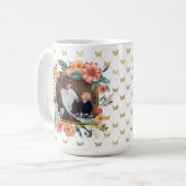 MOM Moederdag Gift Floral Foto gepersonaliseerd Koffiemok (Voorkant links)