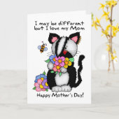 Mom Moederdag Kaart - Punk/Rock/Emo Cat and Bee (Gele Bloem)