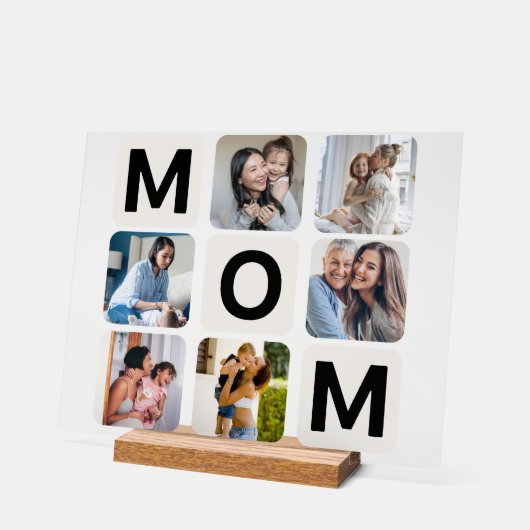 Mom Moederdag Photo Collage Acryl Teken Acryl Bord (Hoek)
