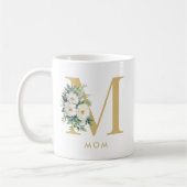 Mom Monogram Letter Floral Koffiemok (Links)