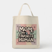 Mom My Favorite Human Cute Bear Hug Pastel Tote Bag (Achterkant)