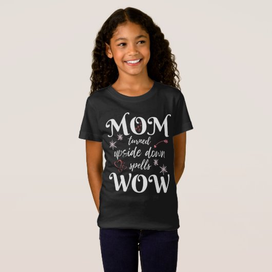 MOM naar boven gericht omlaag omlaag omspelt WOW M T-shirt (Voorkant volledig)