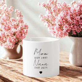 Mom Nana EST Jaar Custom Minimalist Gift Espresso Kop