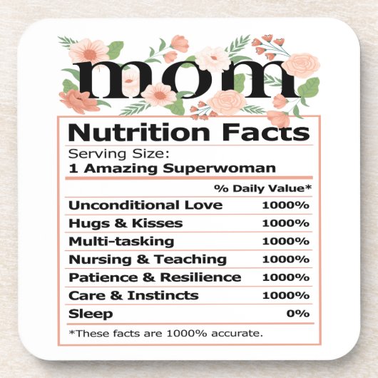 MOM Nutrition Facts Moederdag Bier Onderzetter (Voorkant)