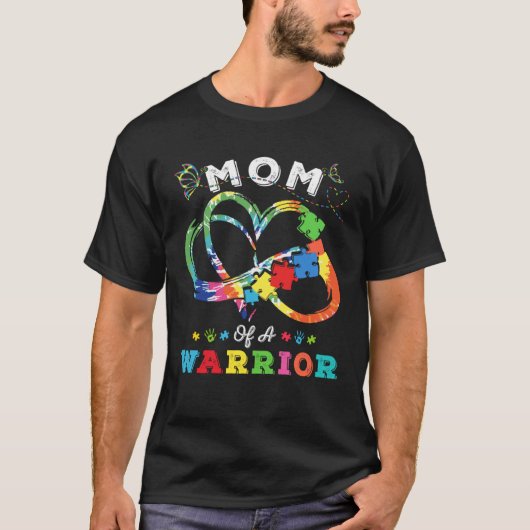 Mom Of A Warrior Autism Awareness Love Puzzle Tie  T-shirt (Voorkant)