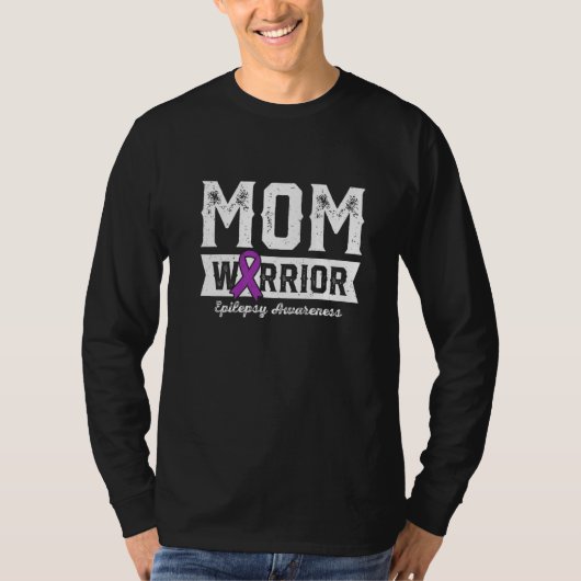 Mom of a Warrior Epilepsy Mom Purple Ribbon Suppor T-shirt (Voorkant)