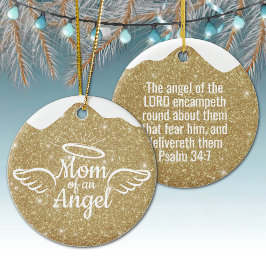Mom of an Angel Golden Christian Christmas 👼🏻 🎄 Keramisch Ornament