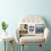 Mom of Boys Brush Script Double Photo Minimalist Kussen (Stoel)
