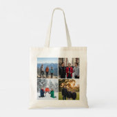 Mom of Boys Brush Script Four Photo Grid Tote Bag (Achterkant)
