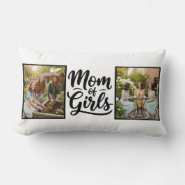 Mom of Girls Brush Script Double Photo Kussen