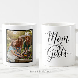 Mom of Girls Elegant Script 1 Custom Photo Koffiemok