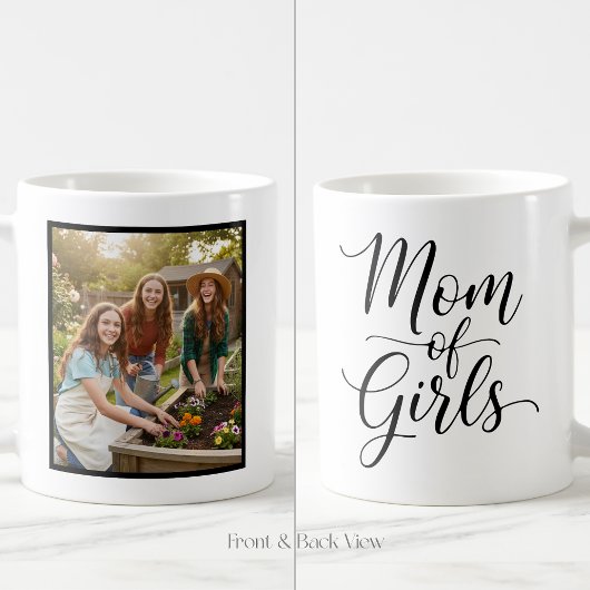 Mom of Girls Elegant Script 1 Custom Photo Koffiemok