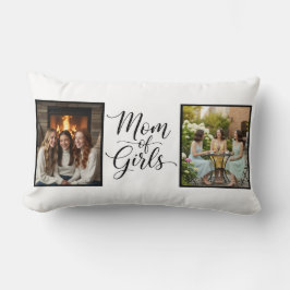 Mom of Girls Modern Elegant Script Double Photo Kussen